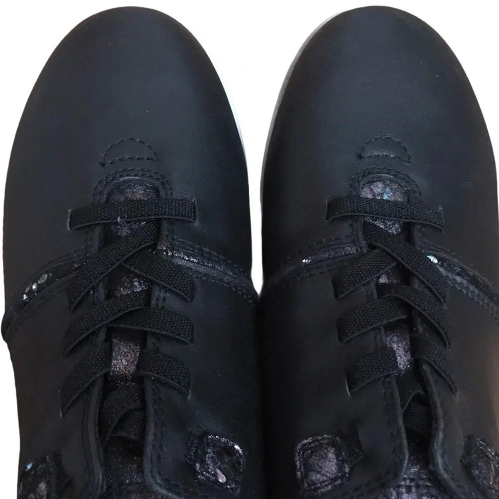 REVERE Women’s Crete Onyx Black Metallic Python Sneakers Shoe